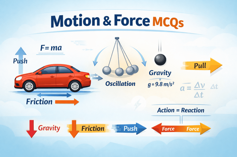 Motion and Force MCQs with Answers 100 Physics Multiple Choice Questions