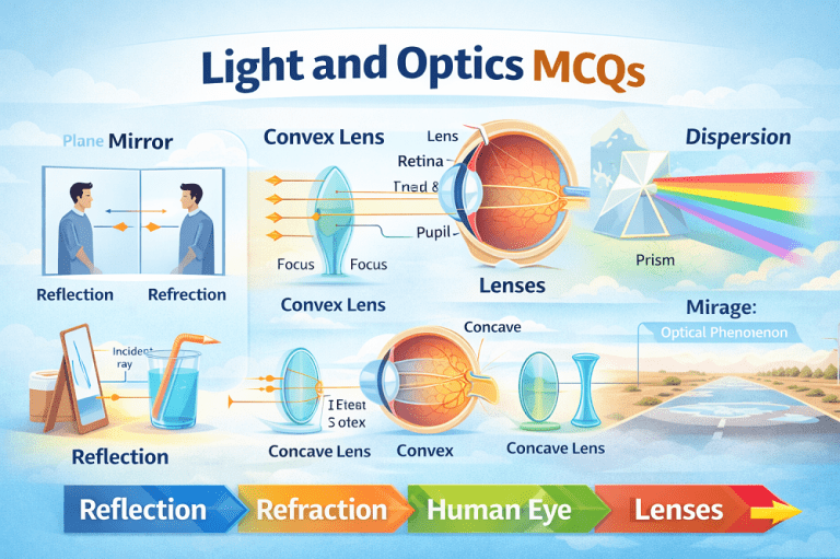 Light and Optics MCQs with Answers | 100 Physics Multiple Choice Questions