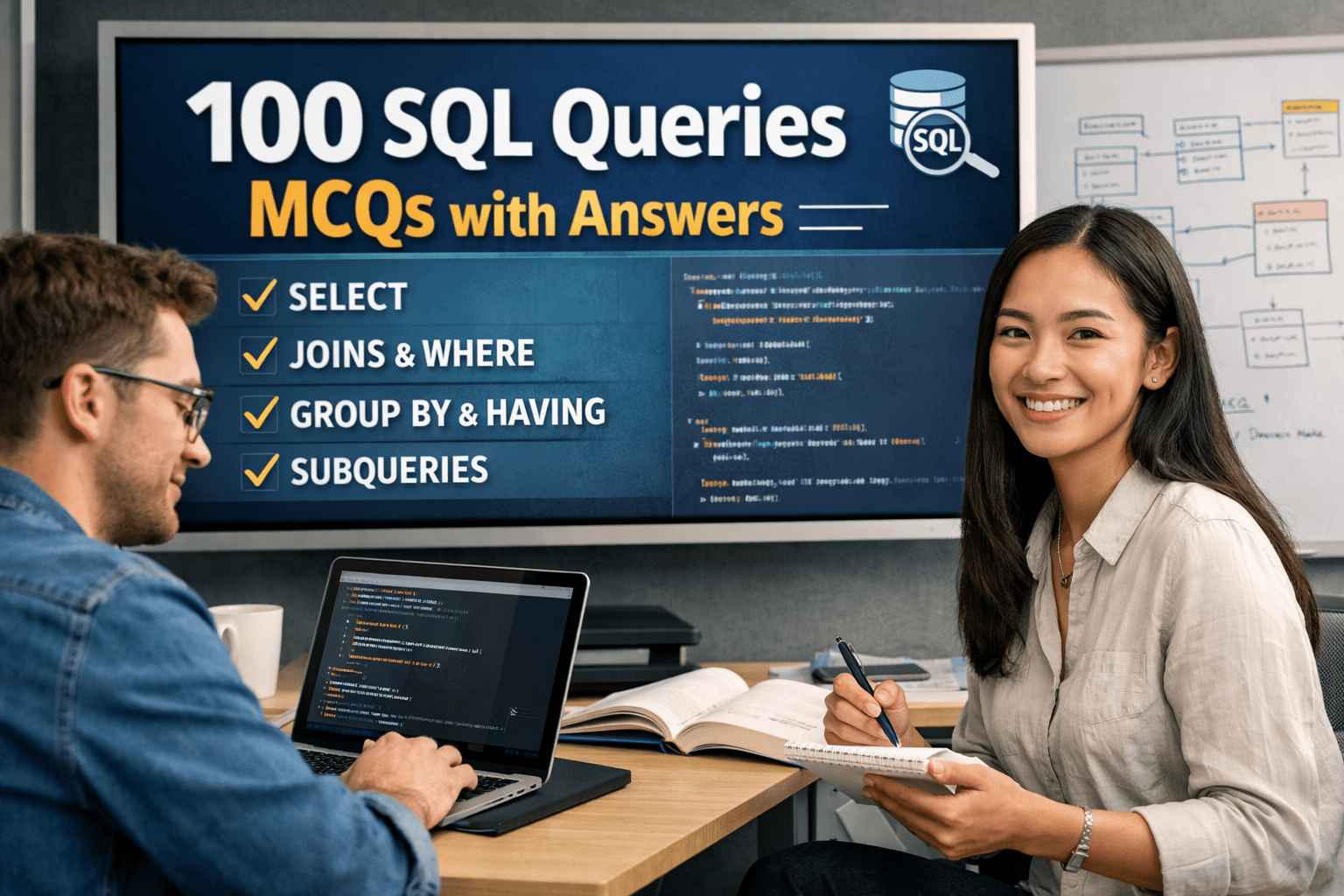 100 SQL Queries MCQs with Answers (Beginner to Advanced)